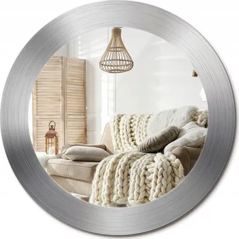 Zrcadlo Nástěnné Zrcadlo s dekorativním skleněným rámem s potiskem průměr 60 cm, imitace kovu