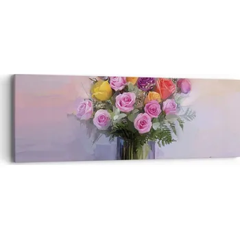 Obraz Obraz na plátně do obýváku ložnice 90x30 květiny váza obrazy na zeď