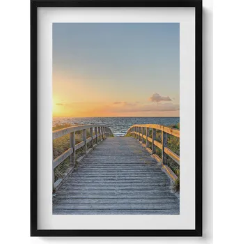 Obraz Závěsný obraz rámeček černé barvy Dovolená na pláži v Německu 50x70 cm