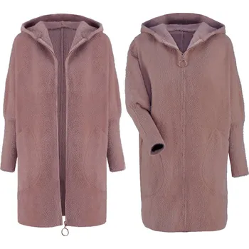 Dámský kabát Soprato dámský kabát hnědý oversize s kapucí univerzální velikost