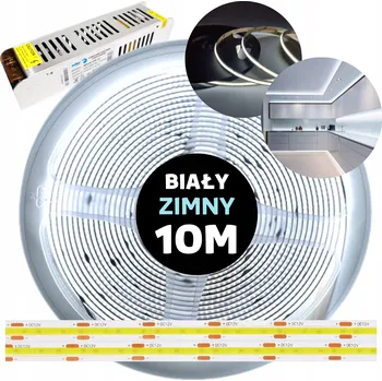 Taśma LED COB se zdrojem, studená bílá, 12V, 10M