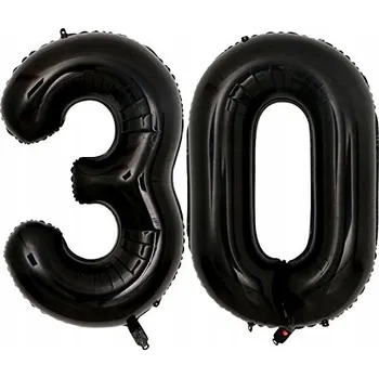 Balónek OBROVSKÝ FÓLIOVÝ BALÓNEK ČÍSLICE 30 ČERNÝ BALÓNKY NAROZENINY 100 CM XXL HELIUM