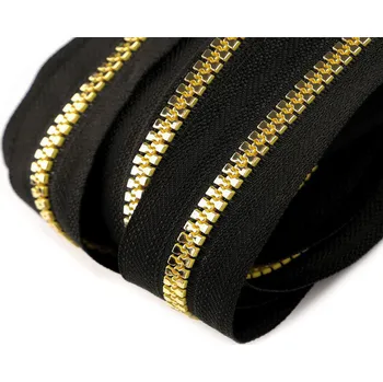 Zip Zip kostěný No 5 metráž zlato a stříbro Varianta: 3 černá zlatá, Balení: 1 m