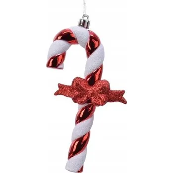 Vánoční dekorace Ozdoba na vánoční stromeček LÍZÁTKO LÍZÁTKO ve tvaru hůlky s červenou mašlí