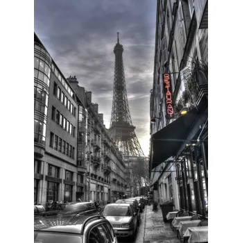 Obraz Plakát Eiffelova věž z městské ulice bez rámu 39,5 x 55 cm