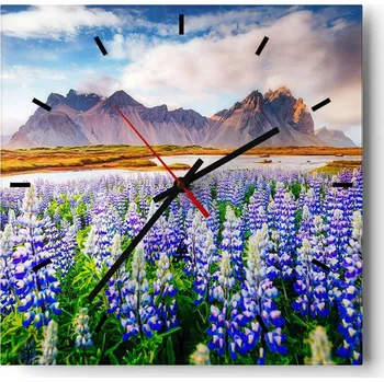 Hodiny Velké nástěnné hodiny 40x40 Krajina Skleněné hodiny Tiché