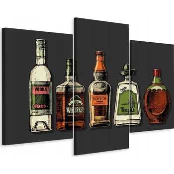 Obraz Třídílný obraz Malované láhve WHISKEY 60x40