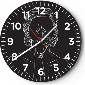Hodiny Nástěnné hodiny do obýváku 40x40 Žena Kulatý Skleněné hodiny Loft Tiché