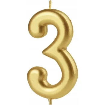 Dortová svíčka Narozeninová svíčka ElHandel číslice 3 zlatá