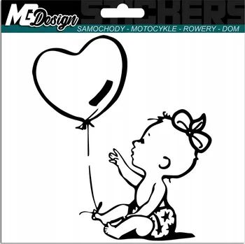 Samolepicí dekorace na vozidlo NÁLEPKA na auto DÍTĚ V AUTĚ SRDCE 13x15
