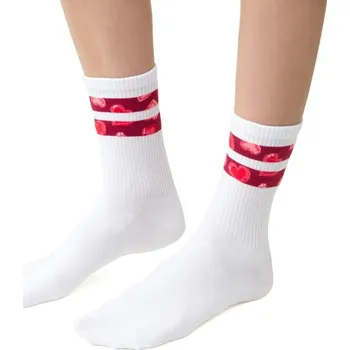 Dámská móda Bílé dámské ponožky se vzorovanými proužky Art.136 CN119 WHITE Velikost: 38/40