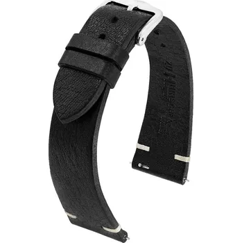 Řemínek na hodinky Kožený řemínek Hirsch Bagnore L 05502050-2, černý, teletina, délka L, Quick Release - 21 mm