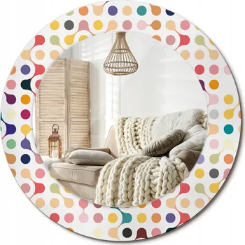 Zrcadlo Stylové kulaté zrcadlo na zeď s potiskem na skle průměr 50 cm Pop art puntíky