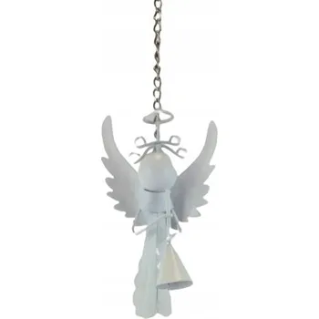 Obraz KOVOVÝ ZÁVĚS ANDĚL DÉLKA 38 CM BÍLÝ