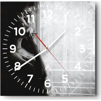 Hodiny Nástěnné hodiny do obýváku 40x40 Žena Bezhluké hodiny na skle Tiché