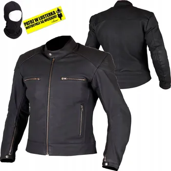 Moto bunda Kožená motocyklová bunda HUSAR OSLO klasická pánská černá kůže