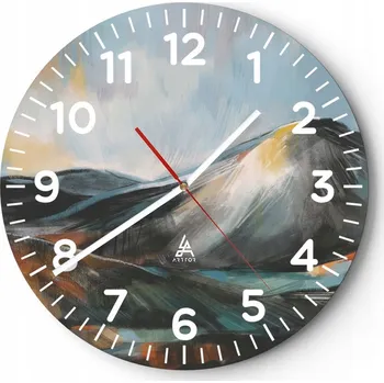 Hodiny Nástěnné hodiny do obýváku 40x40 Umění Kulatý Hodiny na skle Loft Tiché