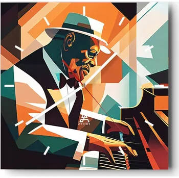 Hodiny Velké nástěnné hodiny 40x40 Piano - Tiché skleněné hodiny