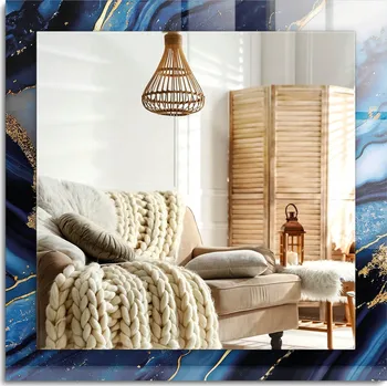 Zrcadlo Závěsné dekorativní Zrcadlo s potiskem Abstraktní umění mramoru 60x60 cm