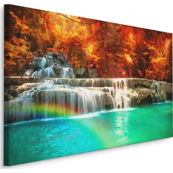 Obraz Obraz Vodopád Stromy Duha Příroda MALUNEK 40x30