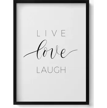 Obraz Stylový obraz v černém rámu Nápis do bytu Live love laugh 50x70 cm