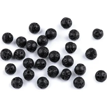 Korálek Přírodní láva, minerální korálky Ø7 mm