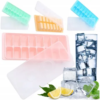 Tvořítko na led Forma, Tvořítko na Led s Víkem na 16 Kostek Ledu, Nádoba na Led