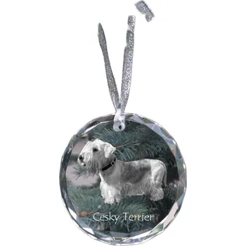 Obraz Český teriér - křišťálová vánoční koule s fotografií, fotka psa