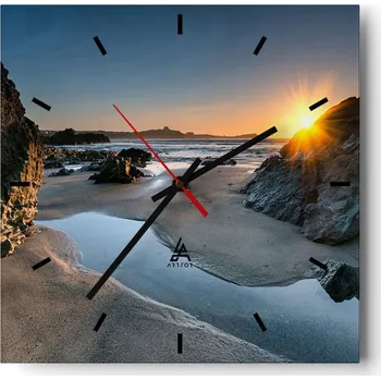 Hodiny Velké nástěnné hodiny 40x40 Krajina Skleněné hodiny Tiché