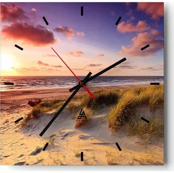 Hodiny Nástěnné hodiny do kuchyně 30x30 Krajina Stylové hodiny na skle Loft Tiché