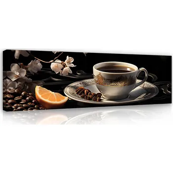 Obraz Šálek na plátně s Káva , moderní kuchyně, 145x45
