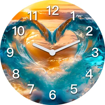 Hodiny Nástěnné hodiny velké moderní vlna ve tvaru srdce 60x60 cm