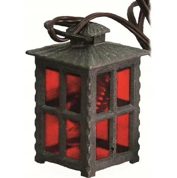 Svícen Kovová lucerna, červená, čtyřhranná 4 cm vysoká