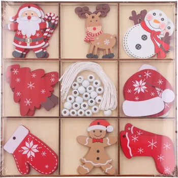 Vánoční dekorace Dřevěné vánoční ozdoby na stromeček 8 Mikuláš sněhulák 24 ks