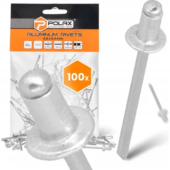 Nýt 100x Nýty TRHACÍ 4,8x6,4 mm HLINÍKOVÉ Pozinkované ODOLNÉ Nýt STŘÍBRNÝ 9T