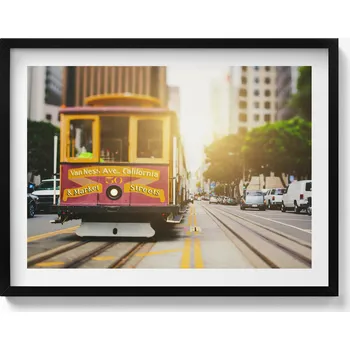 Obraz Obraz v černém rámu dekorace na zeď Tramvaj v San Franciscu 80x60 cm