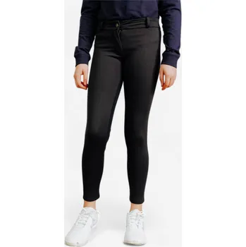 Jezdecké kalhoty FOUGANZA Dětské zimní hřejivé rajtky s vyztuženým sedem 180 černé 6 LET ČERNÁ