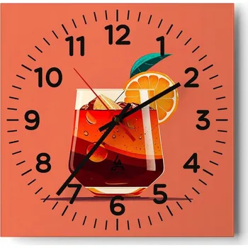 Hodiny Nástěnné hodiny do obýváku 40x40 Koktejl Tiché Skleněné hodiny Bez hlučnosti