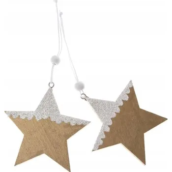 Vánoční ozdoba OZDOBA ZÁVĚSNÁ hvězda 6,5X7,8cm 2KS