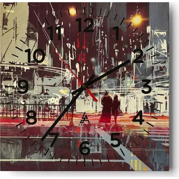 Hodiny Nástěnné hodiny do obýváku 40x40 Město Bez Hlučné Skleněné hodiny Tiché