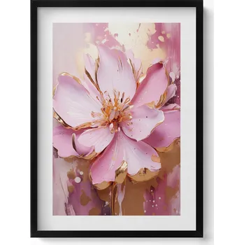 Obraz Obraz v černém rámu nástěnná dekorace Romantická malovaná květina 50x70 cm