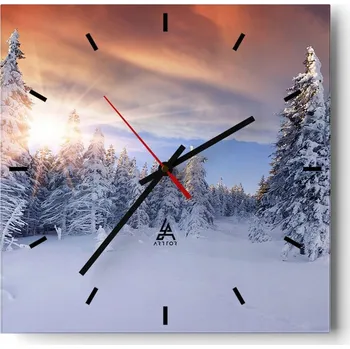 Hodiny Velké nástěnné hodiny 40x40 Krajina Skleněné hodiny Tiché