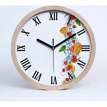 Hodiny Tichá nástěnná dřevěná hodiny ovoce s ledem průměr 30 cm
