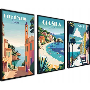 Obraz Vintage plakáty Francie Cestování Azurové pobřeží Obrazy na zeď Rámy