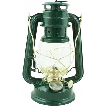 Obraz PETROLEJOVÁ LAMPA kov / sklo ZELENÁ + knot