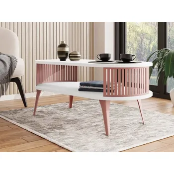 Nábytek Oválný konferenční stolek Mozimo Ember, Barva: měděná / arktická bílá MIRJAN 5903211392238