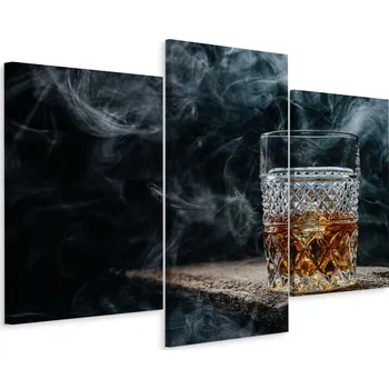 Obraz Obraz Tryptych SKOTSKÁ s Ledem, Kouřem a Nápojem 3D 60x40