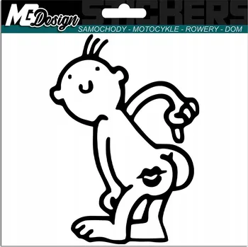 Samolepicí dekorace na vozidlo NÁLEPKA na auto PUSA POLIBEK ZADEK VTIPNÉ 15x10