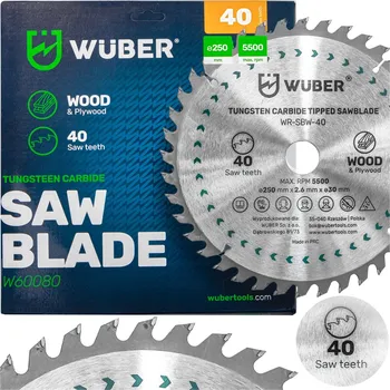 Pilový kotouč Kotouč na řezání dřeva Wuber 250 mm 30 mm 40 zubů