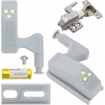 Lampička LED SVĚTLO DO SKŘÍNĚ NA PANTY + BATERIE šedé